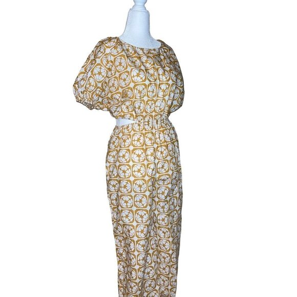 Rebecca Taylor Floral Wide Leg Poplin Jumpsuit in Lattice Fleur Honey Combo 0 - Picture 6 of 15